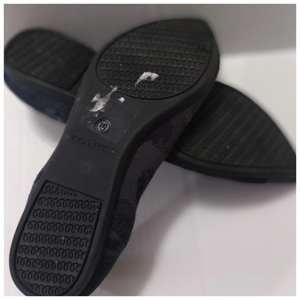 Rothy’s The Point Black/Gray Camo Retired Ballet Flats Size 8